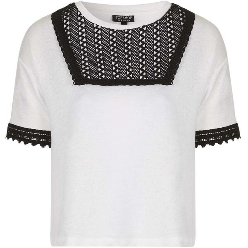 Topshop Shirt With Black Lace Detail